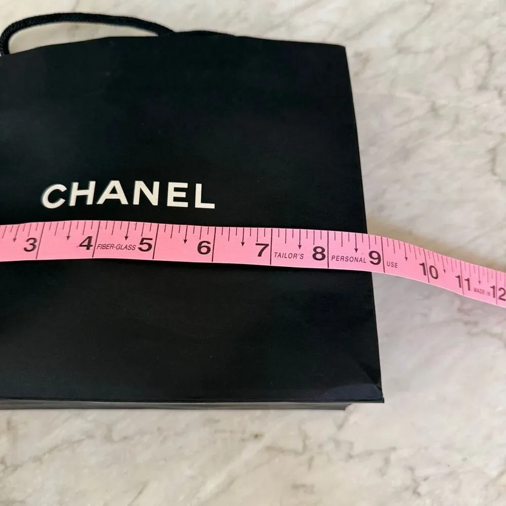 Authentic CHANEL Black Shopping Gift Bag Paper Bag Rope Handles 9x8x4 Empty